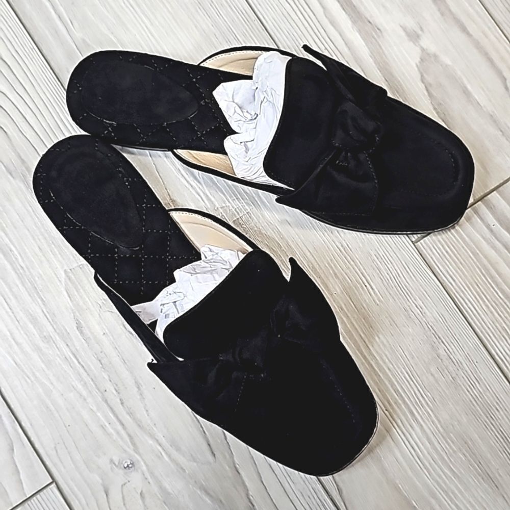 (71-4816) Coutgo Women's Flat Mules Bow Knot Square Closed Toe Sz 7